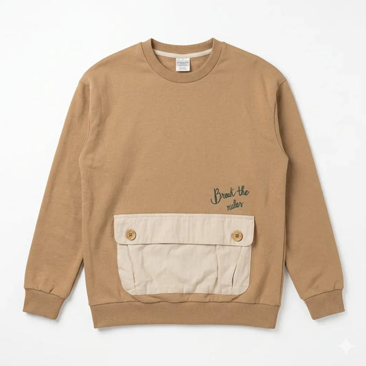 Zara Boy's Tan & Beige Cargo Pocket Sweatshirt | Zara In Lebanon