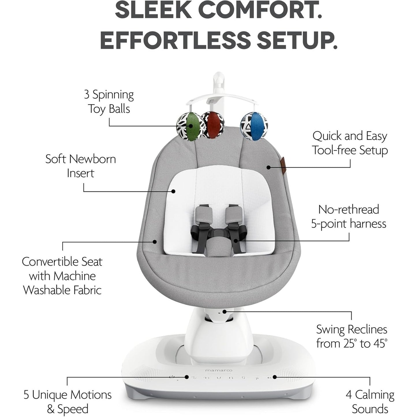 Mamaroo Infant Seat with Multiple Motion Settings- Grey
