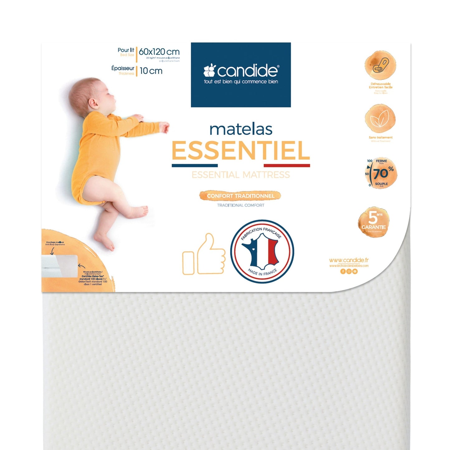 Candide Essential Mattress 60X120 CM (10 CM THICK)