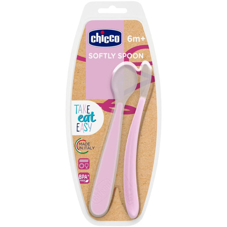Chicco - Soft Silicone Spoon - (6m+) 2pcs - girl