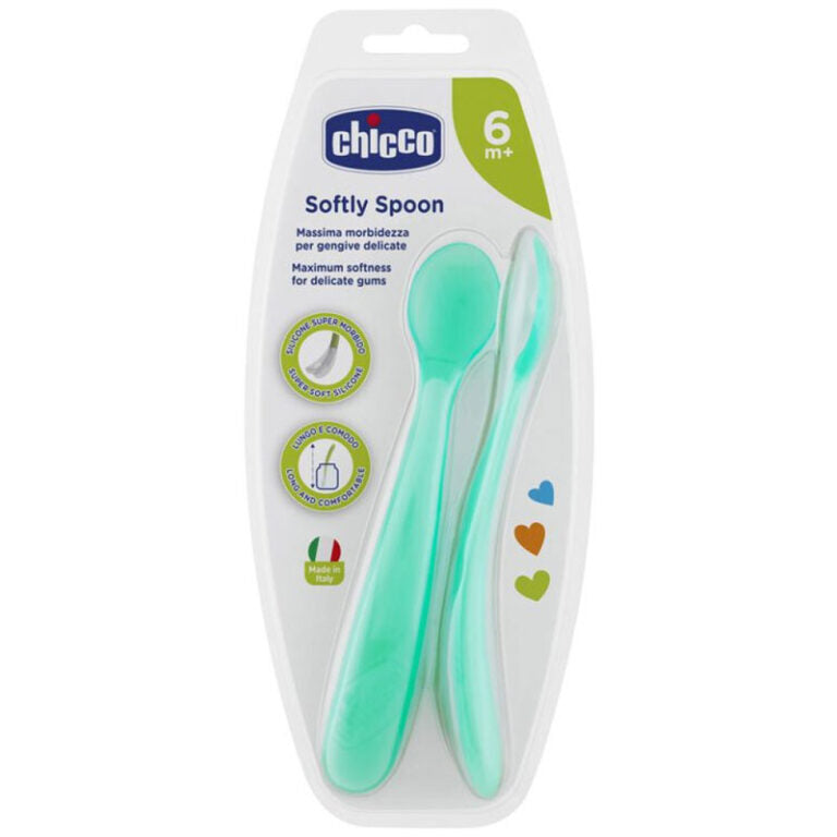 Chicco - Soft Silicone Spoon -(6m+) 2pcs - Boy {06828.51}