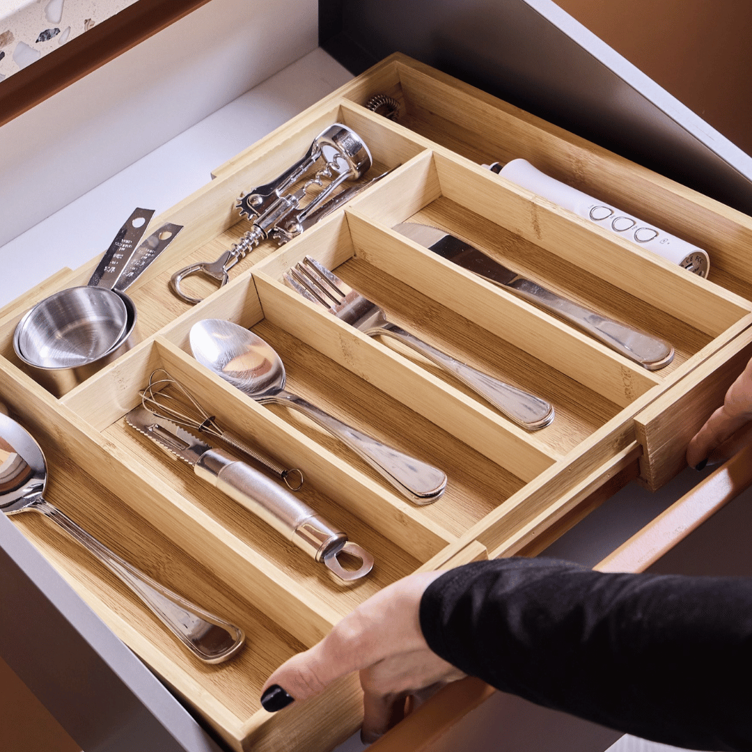 Bamboo Adjustable Drawer Organizer