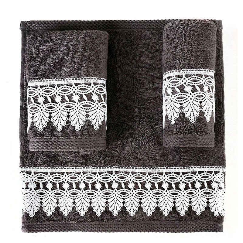 33 CM X 33 CM Cannon Egyptian Cotton Guest Towel Ultra Soft Luxury Décor Sheer Lace Absorbent Towel Washing Drying Dishes and Household 1 Piece Gray