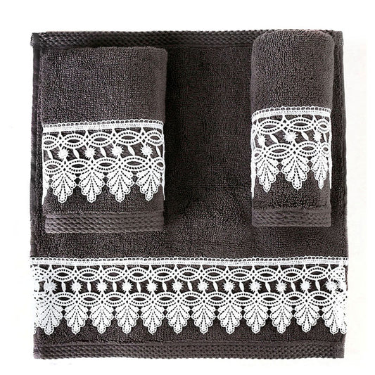 33 CM X 33 CM Cannon Egyptian Cotton Guest Towel Ultra Soft Luxury Décor Sheer Lace Absorbent Towel Washing Drying Dishes and Household 1 Piece Gray