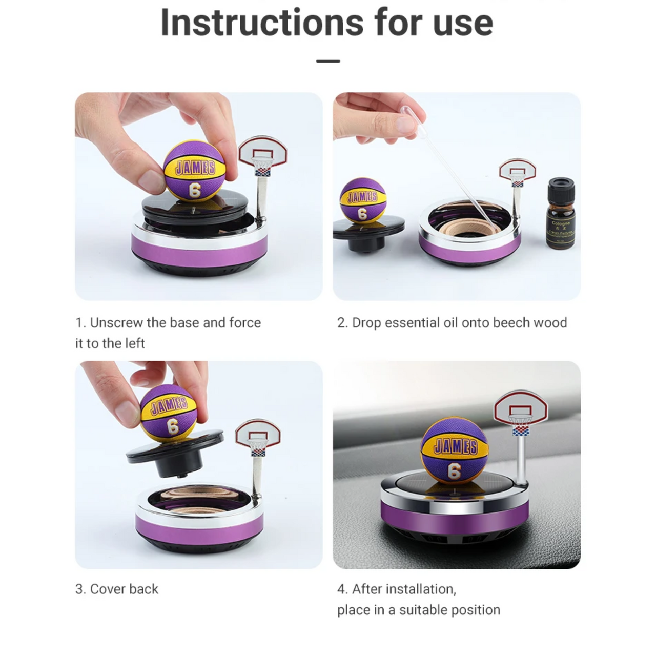 Car Air Fresher Aromatherapy Basketball Solar Turning Ball - Medaid International