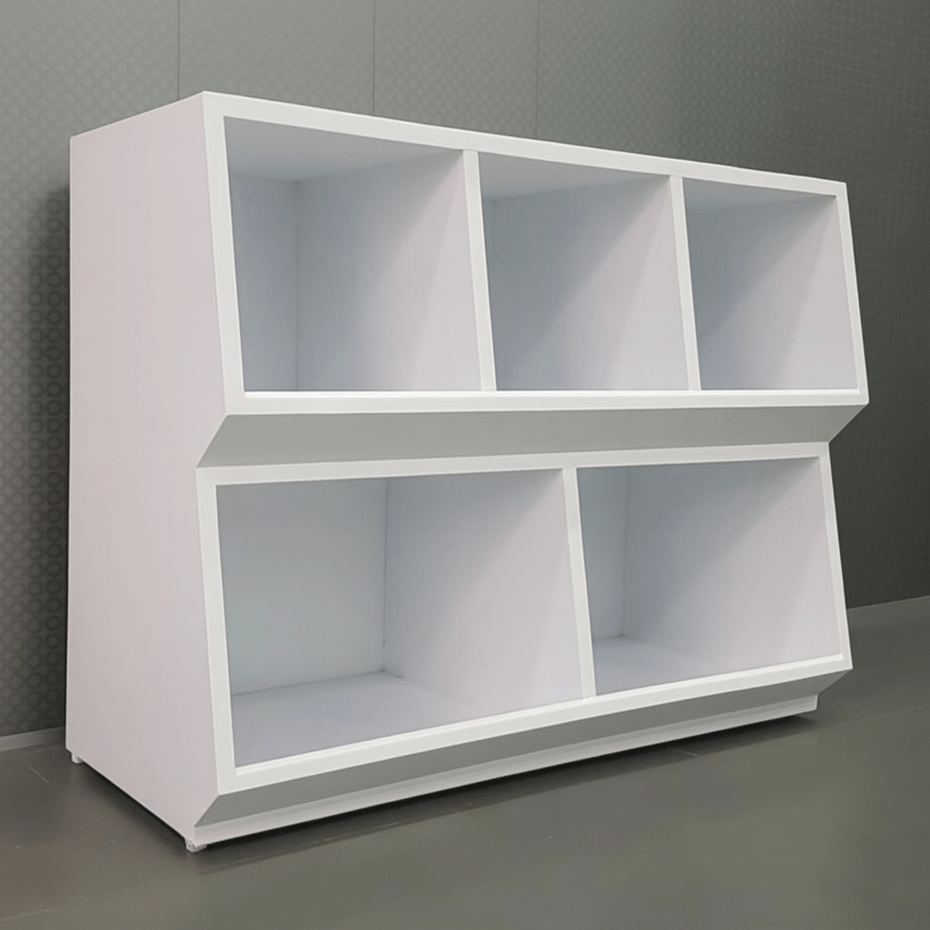 Wooden toy storage unit for playroom and kids’ bedroom