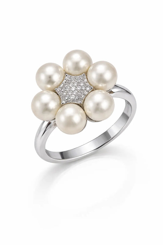 R.H Macy & Co Women's Silver Pearl Blossom Ring | R.H Macy & Co In Lebanon