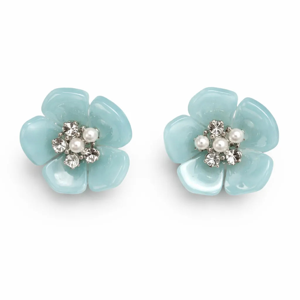 On 34th Women's Blue Flower Stud Earrings | On 34th in Lebanon