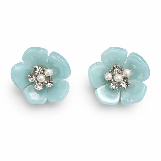 On 34th Women's Blue Flower Stud Earrings | On 34th in Lebanon
