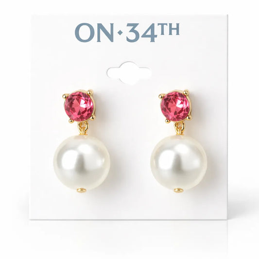 On 34th Women's Pink Crystal Bead Stud Earrings | On 34th In Lebanon