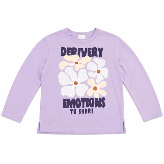 Zara Girl's Light Purple " Derivery Emotions To Share  " Printed  Long Sleeve Blouse   | Zara in Lebanon