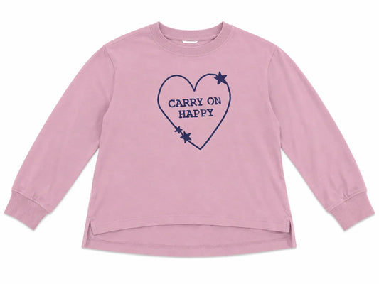 Zara Girl's Lilac Heart "Carry On Happy " Printed Long Sleeve Blouse   | Zara in Lebanon