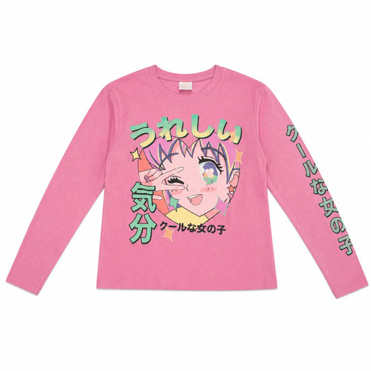 Zara Girl's Pink  With Anime Character Long Sleeve Blouse   | Zara in Lebanon