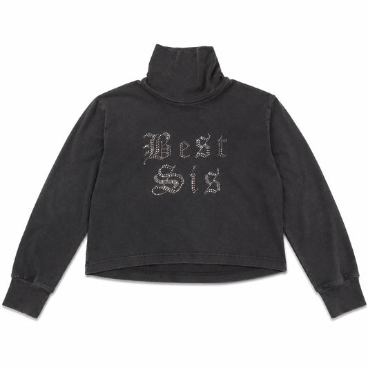 Zara Girl's Charcoal  "Best Sis " Printed With Turtle Neck  Cropped Blouse | Zara in Lebanon