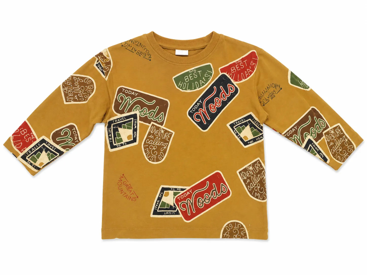 Zara Boy's  Mustard Yellow With Vacation Themed Text Long Sleeve Blouse | Zara in Lebanon