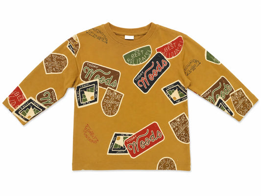 Zara Boy's  Mustard Yellow With Vacation Themed Text Long Sleeve Blouse | Zara in Lebanon