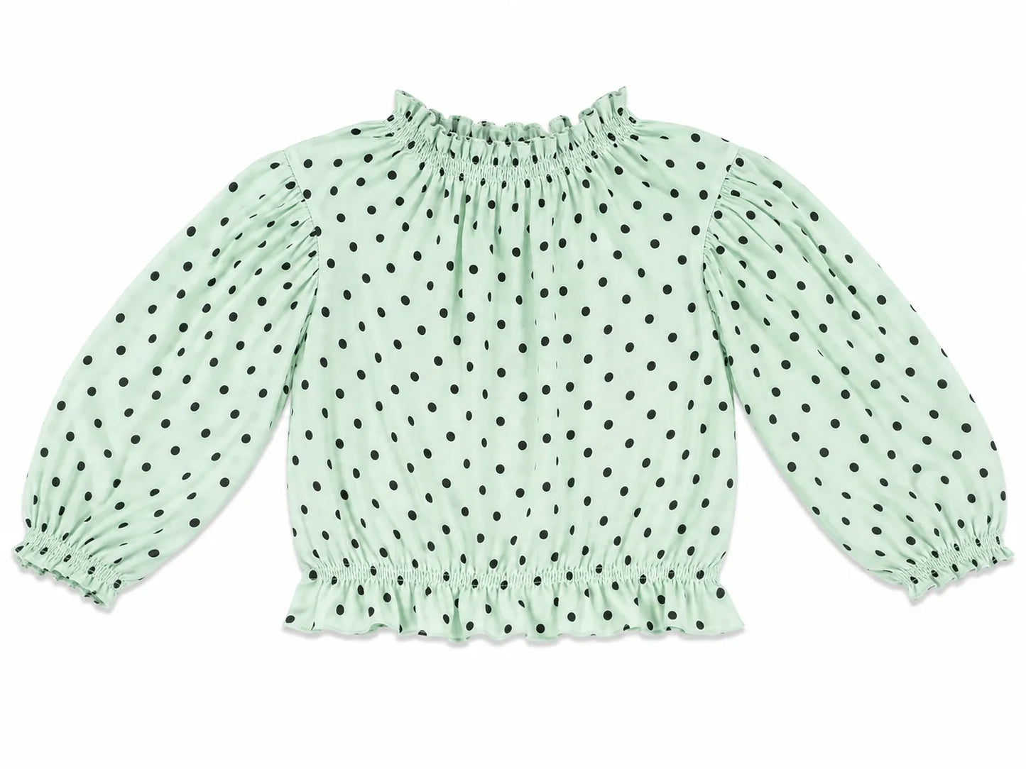 Zara Girl's Light Mint Green With Dots Black Blouse  | Zara in Lebanon