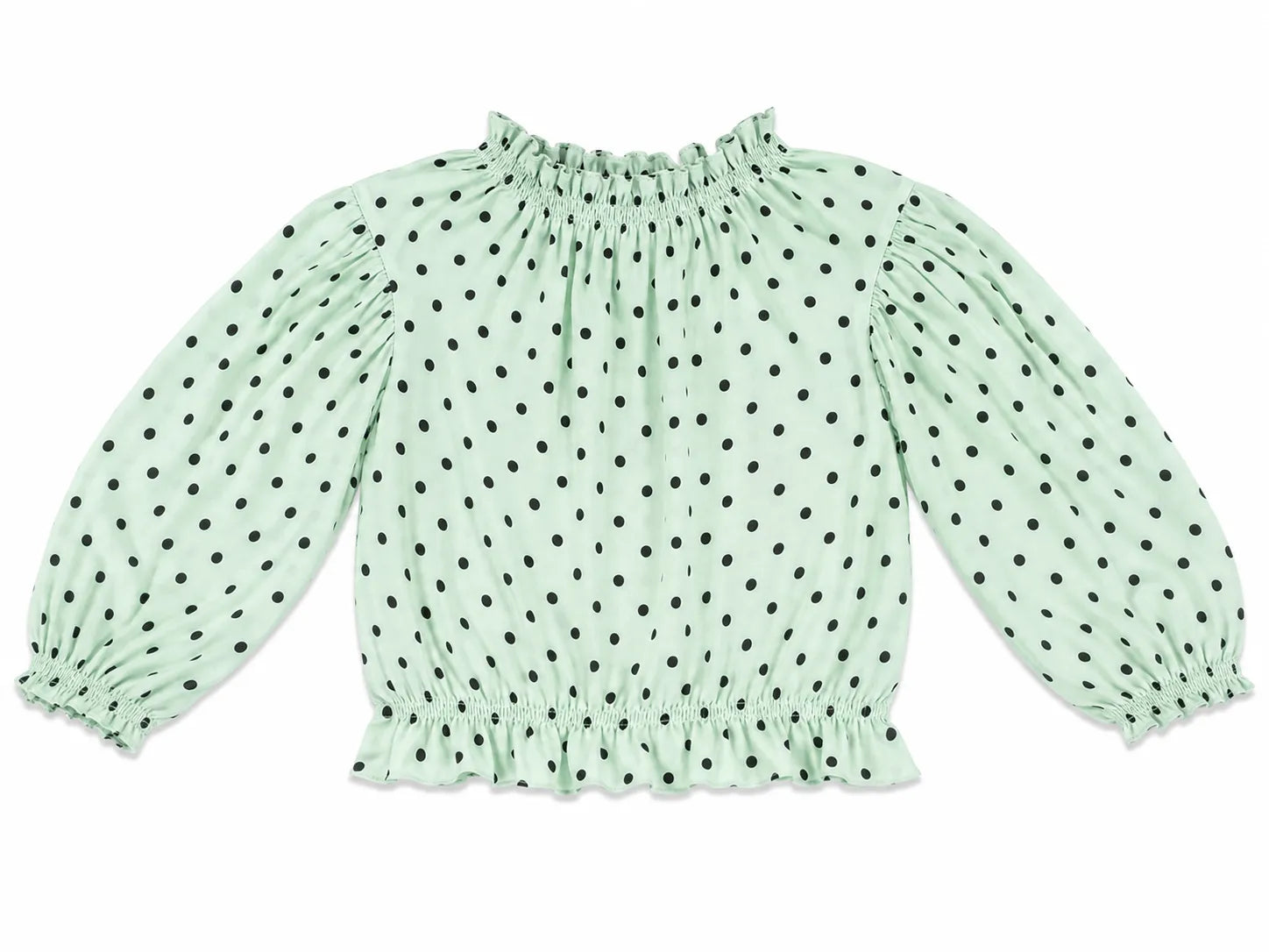 Zara Girl's Light Mint Green With Dots Black Blouse  | Zara in Lebanon