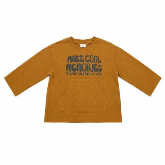 Zara Boy's Brown " Make Cool Memories " Printed  Long Sleeve Blouse | Zara in Lebanon