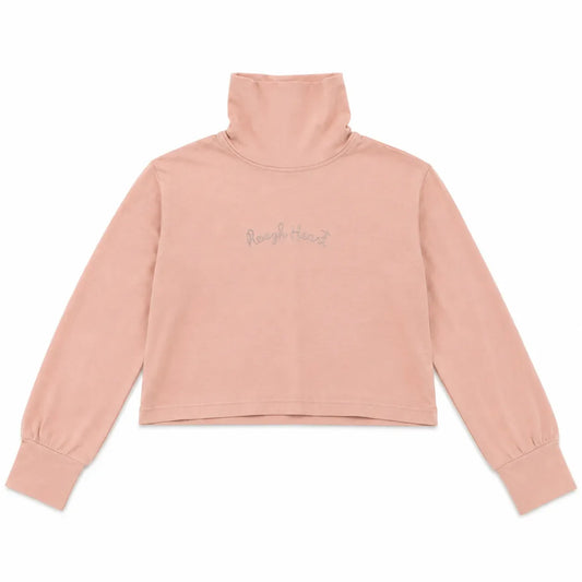 Zara Girl's Light Pink "Rough Heart  " Printed With Turtle Neck  Cropped Blouse | Zara in Lebanon