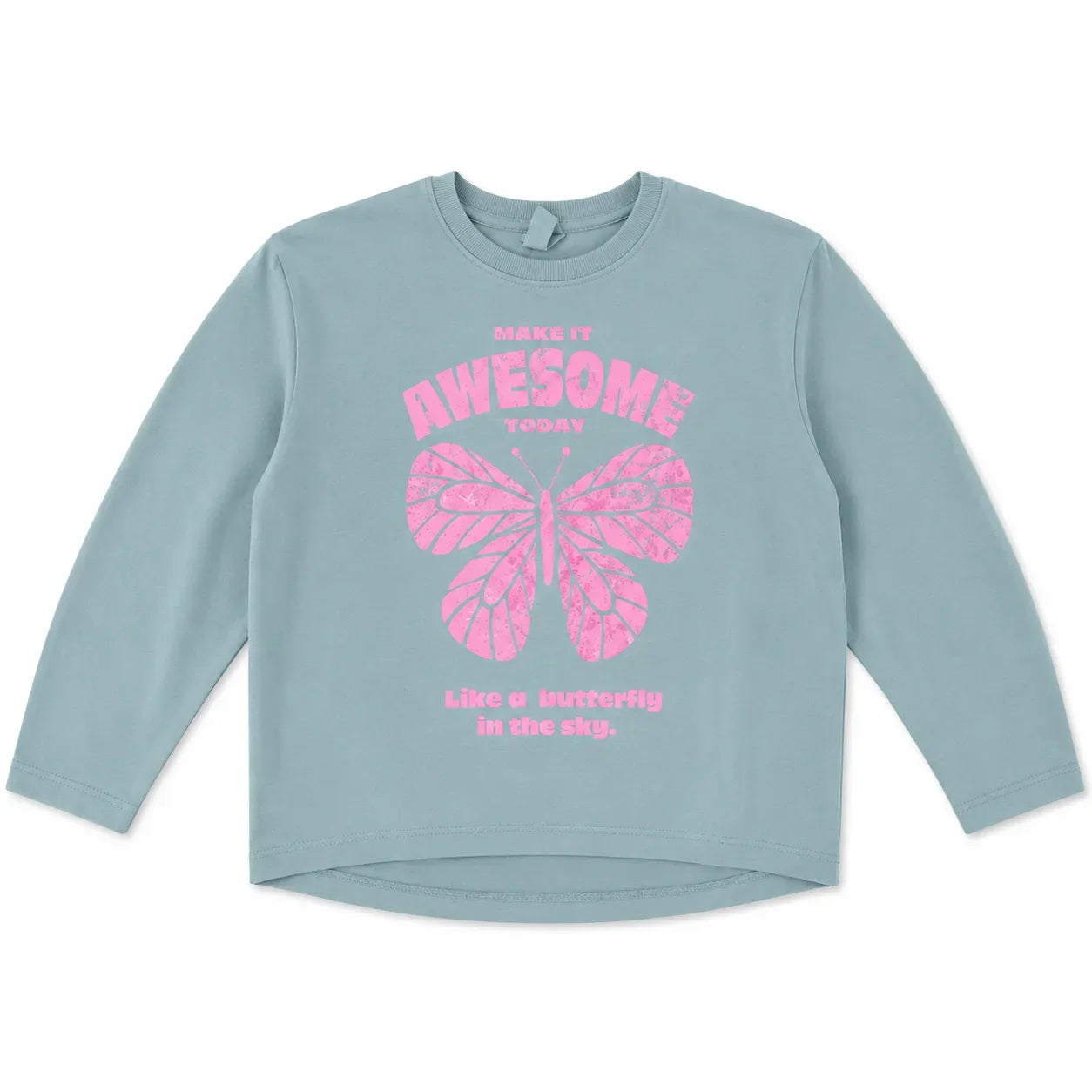 Zara Girl's Light Aqua With Butterfly Printed  Sleeve Blouse   | Zara in Lebanon