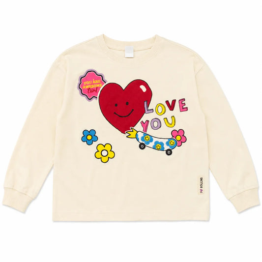 Zara Girl's Light Beige " Lovee You "  Printed Blouse | Zara in Lebanon