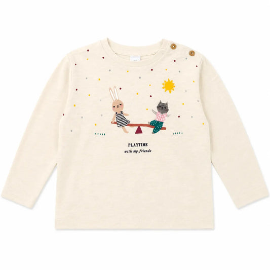 Zara Girl's Light Beige "Play Time With Friend "   Printed Blouse| Zara in Lebanon