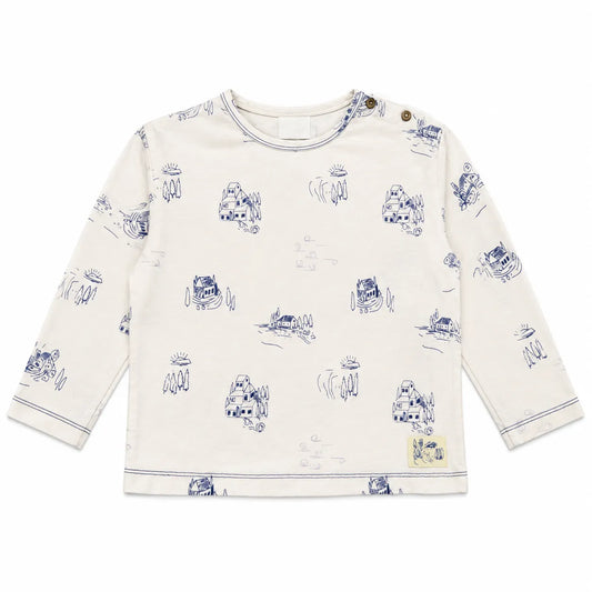 Zara Boy's White With Houses Printed Long Sleeve  Blouse | Zara in Lebanon