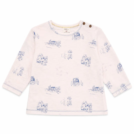 Zara Girl's Light Pink With  Houses Printed Blouse | Zara in Lebanon