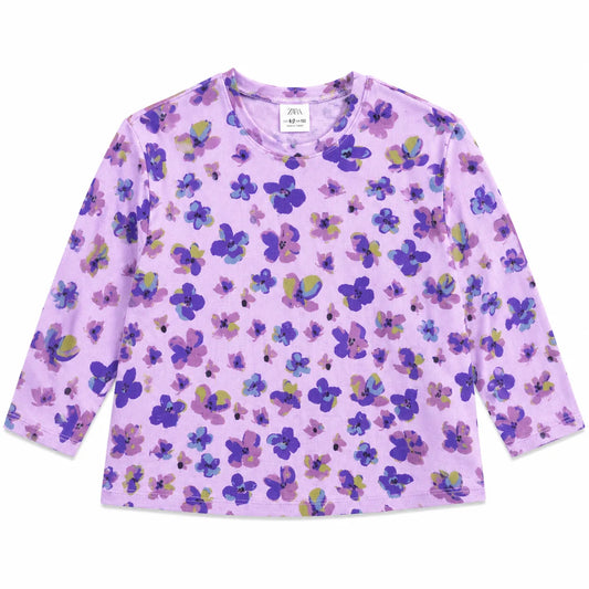 Zara Girl's Purple Floral Printed Blouse  | Zara in Lebanon