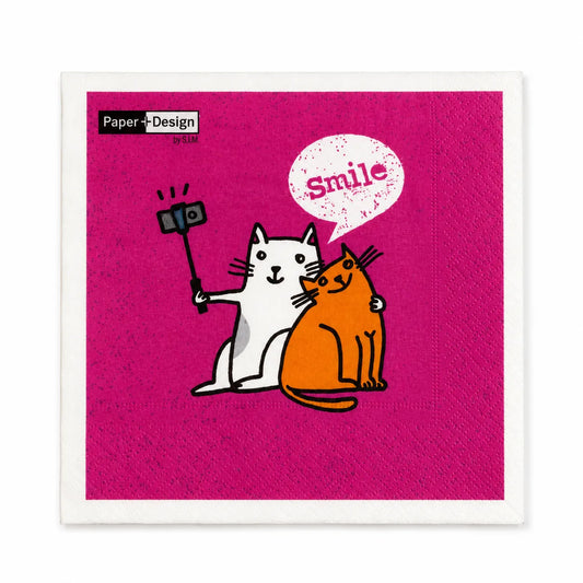 Duni Pink Cats Smile Tissue Napkins   | Duni in Lebanon