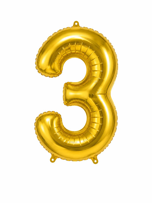 SD Large Number Gold "3 "Foil Balloons   | SD in Lebanon