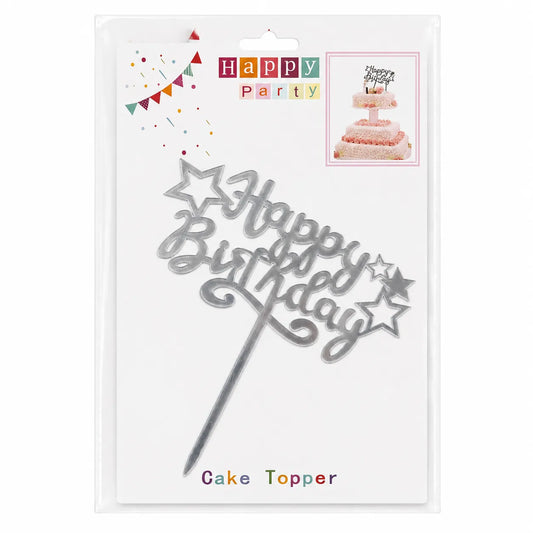 SD Silver  "Happy Birthday  "Decorative Cake Topper   | SD in Lebanon