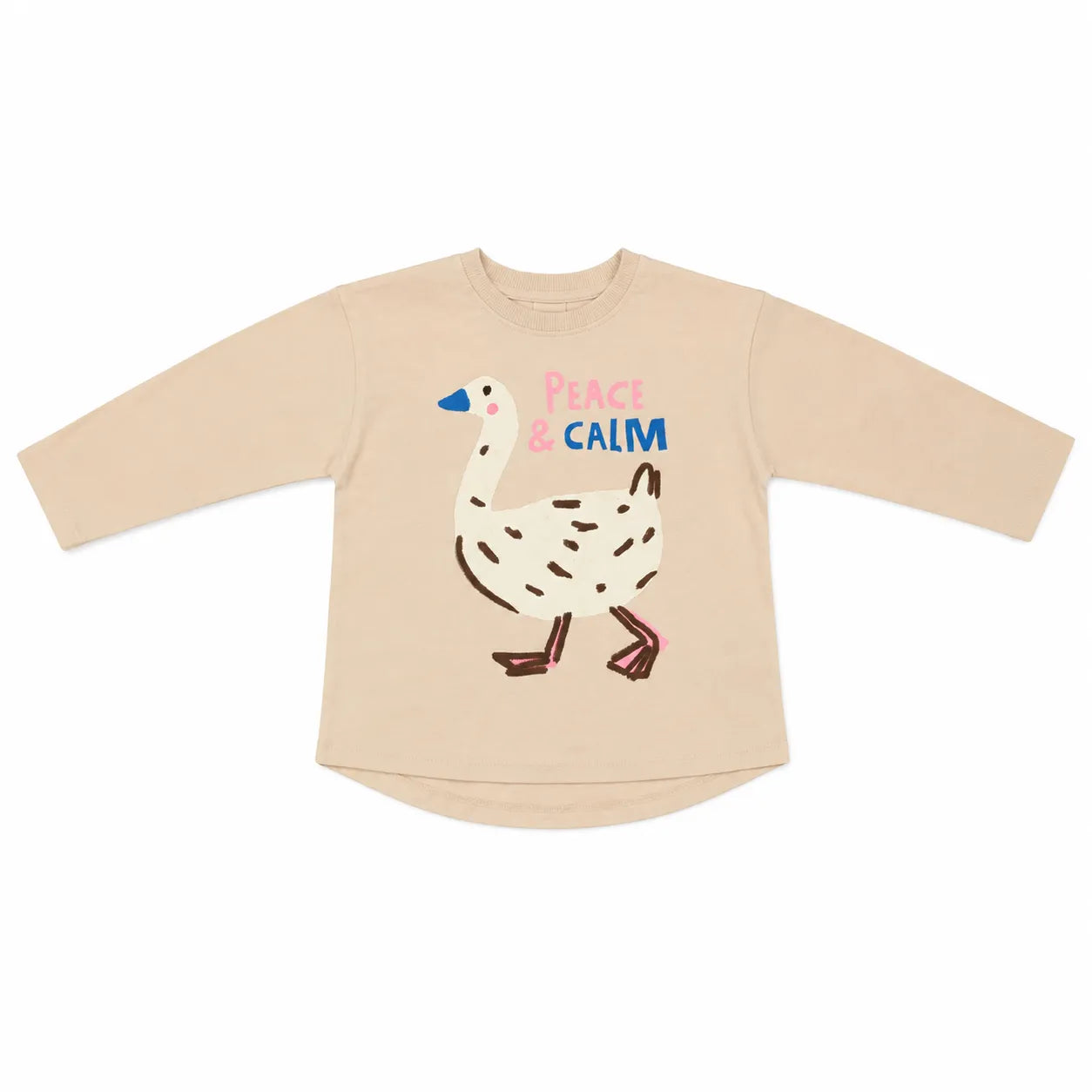 Zara Girl's Light Beige Duck "Peace & Calm "  Long-Sleeve Blouse   | Zara in Lebanon