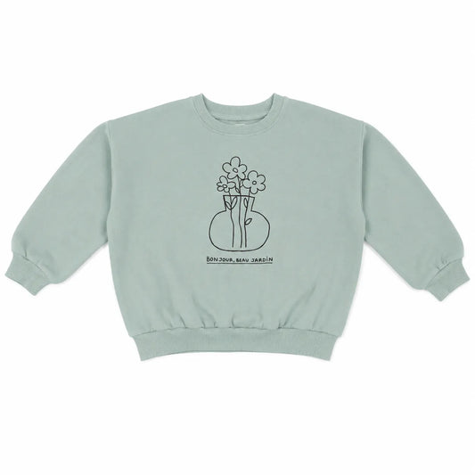 Zara Girl's Mint Green Vase Of Flowers Graphic Printed  Sweatshirts  | Zara in Lebanon