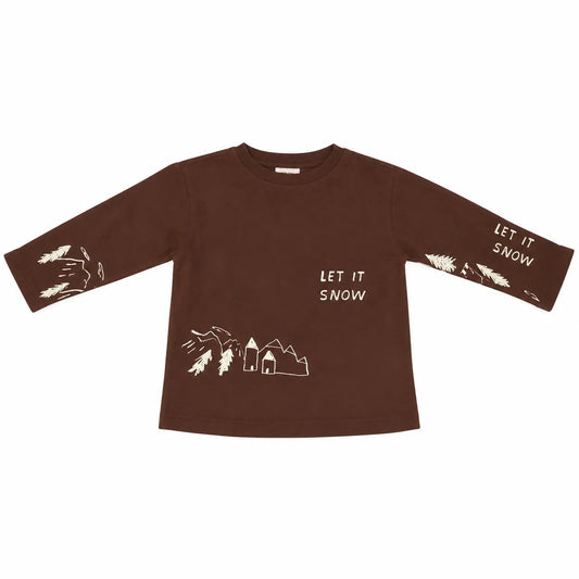 Zara Baby Boy's  Dark Brown With "Let It Snow " Printed Blouse   | Zara in Lebanon