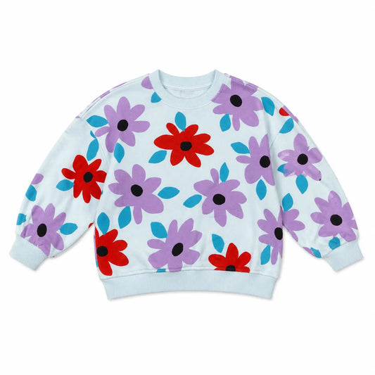Zara Baby Girl's Light Blue Flowers Printed  Sweatshirt | Zara in Lebanon