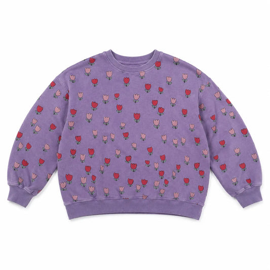 Zara Baby Girl's Dark Purple Flower Printed   Sweatshirt | Zara in Lebanon