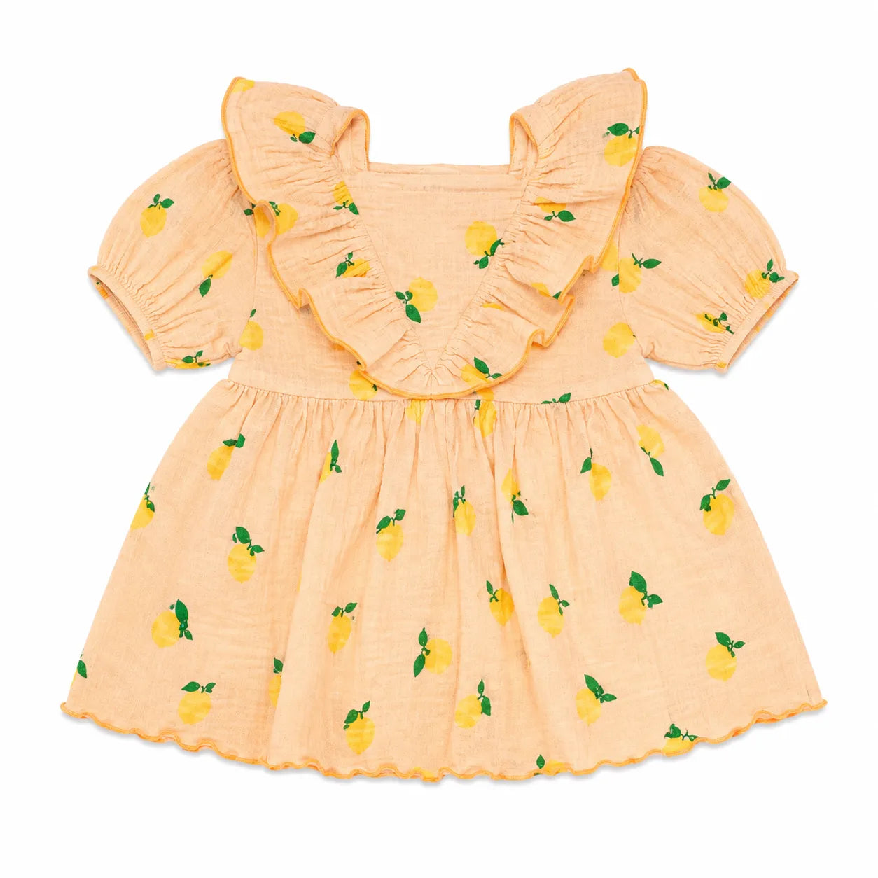 Zara Baby Girl's Light Orange Lemon Printed Ruffles  Dress| Zara in Lebanon
