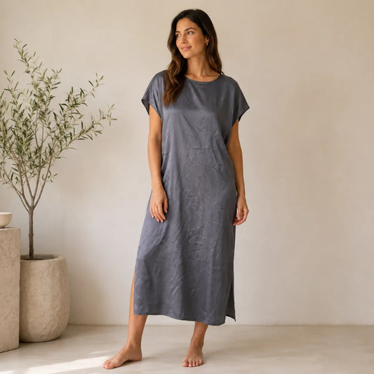 SD Women's Dark Grey Short Sleeve Abaya | SD In Lebanon