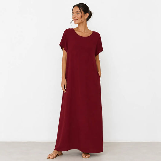 SD Women's Burgundy Short Sleeve Abaya | SD In Lebanon