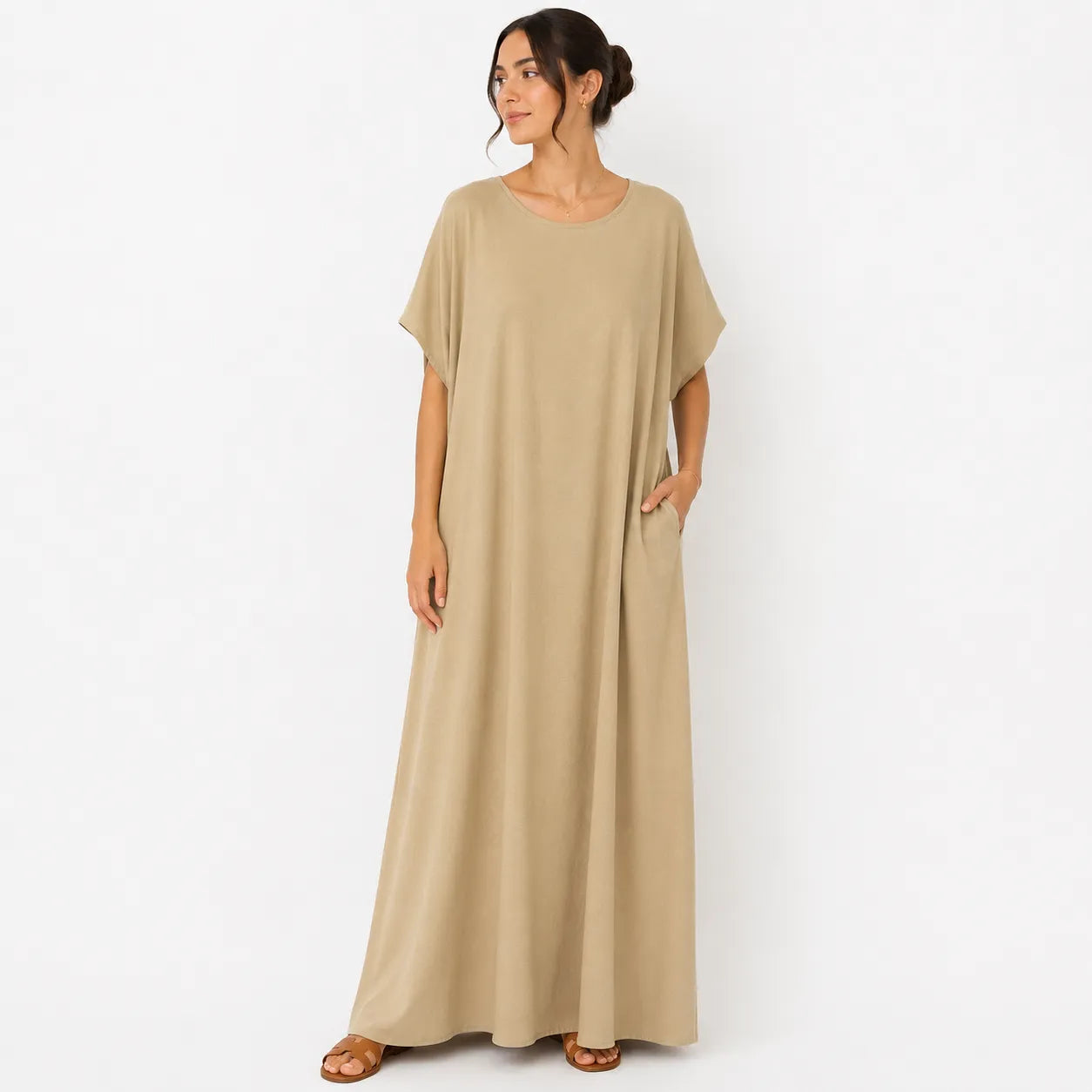 SD Women's Ivory Short Sleeve Abaya | SD In Lebanon