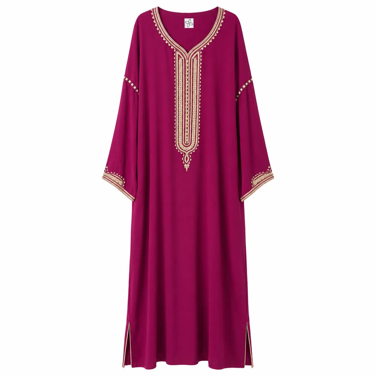 Jasmine Women's Dark Fuchsia Maxi Abaya With Gold Trim | Jasmine In Lebanon
