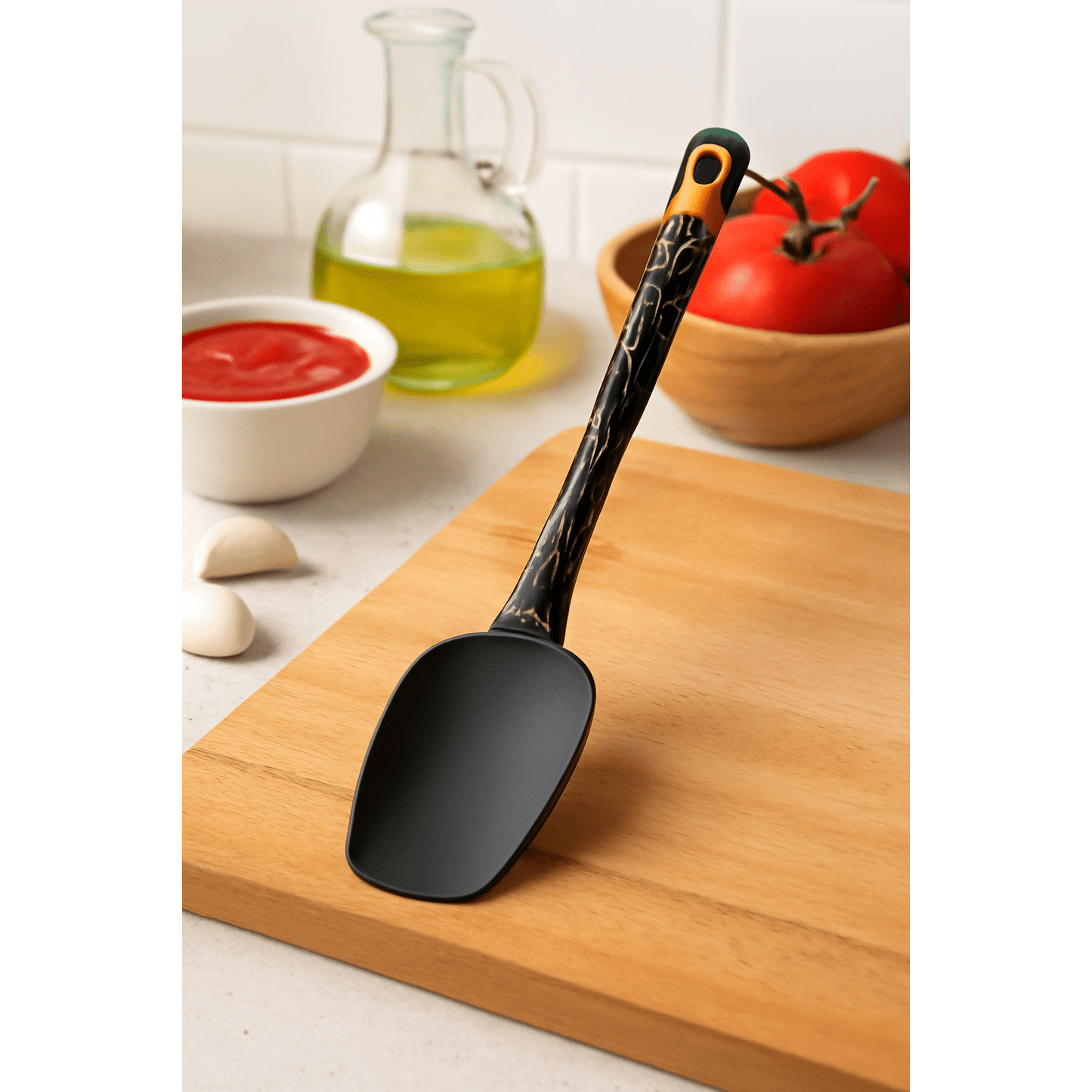 Munchies Tools Silicone Spatula & Oil Brush 2Pc Heat-Resistant Black