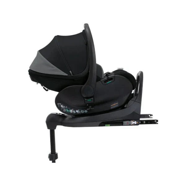 Chicco - Seety Stroller - Seety Carrycot (Boston Grey) - First Seat Recline ( Black Satin) - Full 360 i-size Base - Travel System