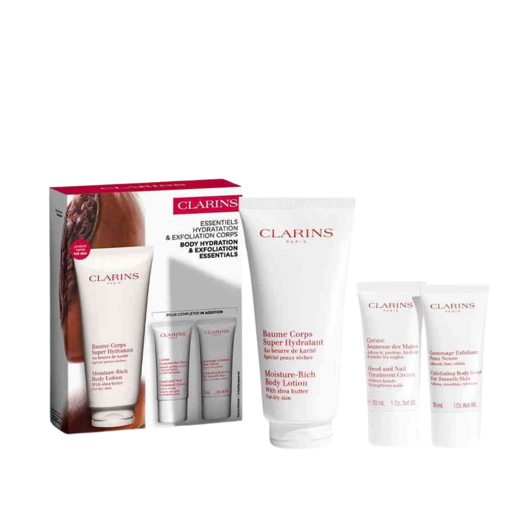 Clarins Moisturising Body Care Hydration And Exfoliation Essentials Set