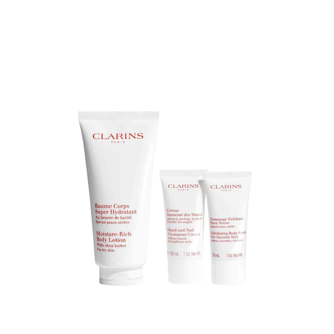 Clarins Moisturising Body Care Hydration And Exfoliation Essentials Set