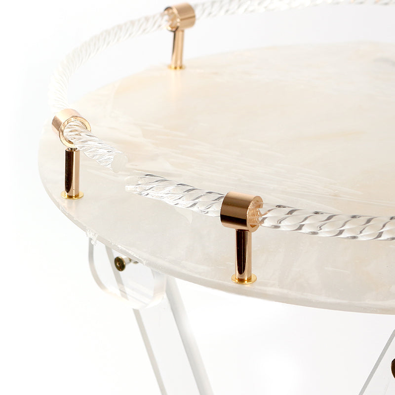63 CM Clear Folding Plexi Round Tray Table Portable Side Table for Bedroom Living Room Kitchen Nightstand - Medaid International
