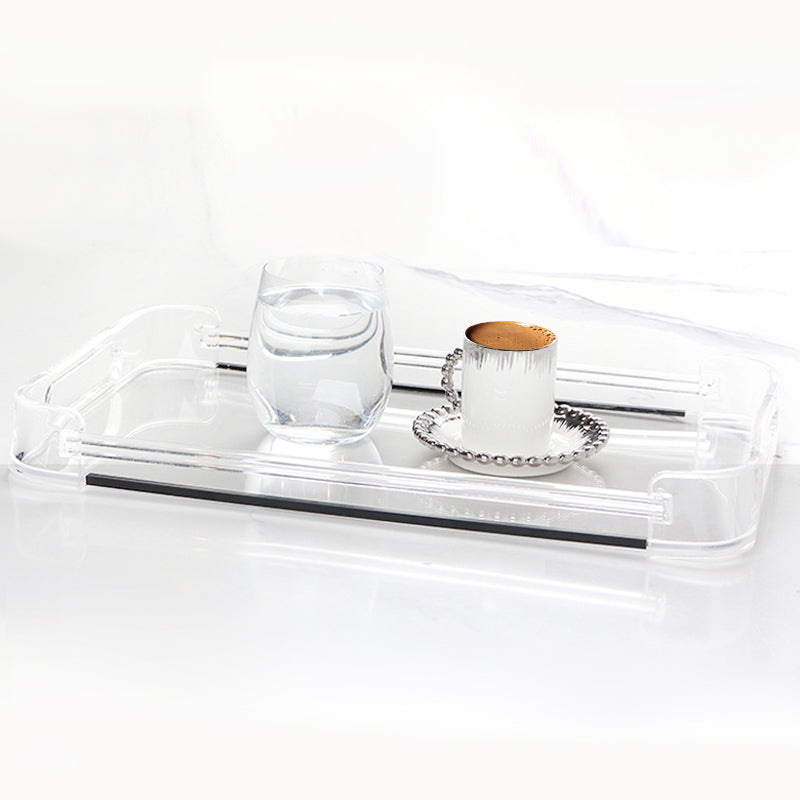 41 CM Transparent Plexi Rectangular Serving Tray with Handles Multifunctional Organizer Tray for Food Drinks Snacks and Appetizers - Medaid International