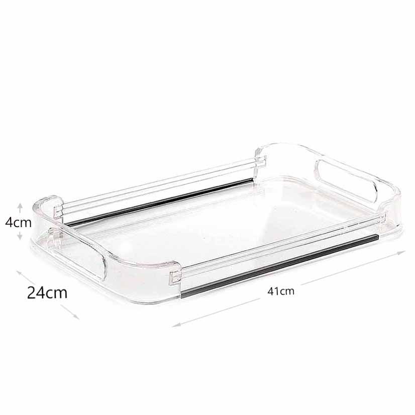 41 CM Transparent Plexi Rectangular Serving Tray with Handles Multifunctional Organizer Tray for Food Drinks Snacks and Appetizers - Medaid International